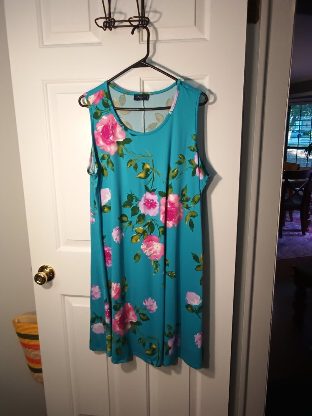 Scarlett Turquoise Floral Midi Dress with Pink Roses